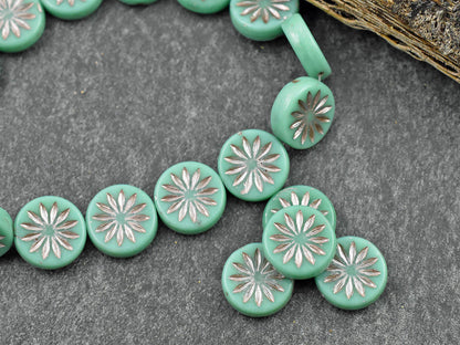Czech Glass Beads - Flower Beads - Coin Beads - Aster Flower - 12mm - 15pcs (A641)
