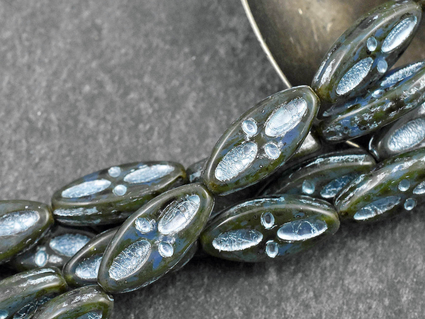 Picasso Beads - Czech Glass Beads - Marquise Beads - Spindle Beads - Statement Beads - 20x8mm - 10pcs (B287)