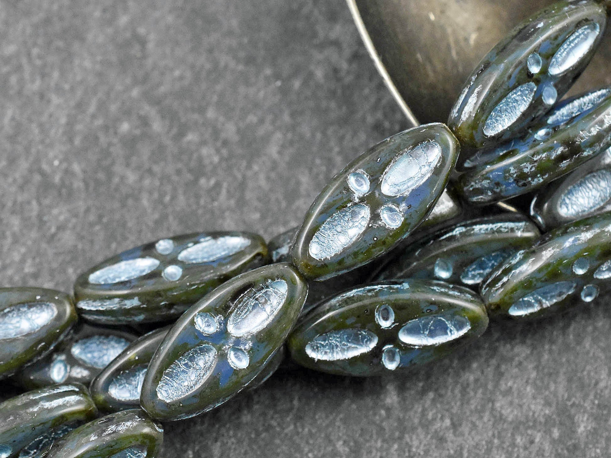 Picasso Beads - Czech Glass Beads - Marquise Beads - Spindle Beads - Statement Beads - 20x8mm - 10pcs (B287)