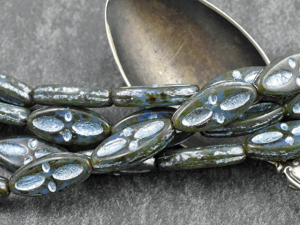 Picasso Beads - Czech Glass Beads - Marquise Beads - Spindle Beads - Statement Beads - 20x8mm - 10pcs (B287)
