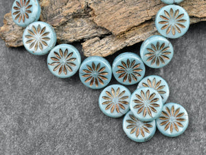 Czech Glass Beads - Flower Beads - Coin Beads - Aster Flower - 12mm - 15pcs (3308)