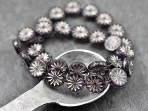 Czech Glass Flowers - Czech Glass Beads - Coin Beads - Aster Flower - 12mm - 15pcs (4920)
