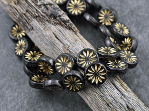 Czech Glass Beads - Flower Beads - Coin Beads - Aster Flower - 12mm - 15pcs (2151)