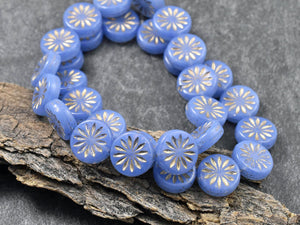 Czech Glass Beads - Flower Beads - Coin Beads - Aster Flower - 12mm - 15pcs (6050)