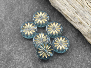 Czech Glass Beads - Flower Beads - Coin Beads - Aster Flower - 12mm - 15pcs (869)