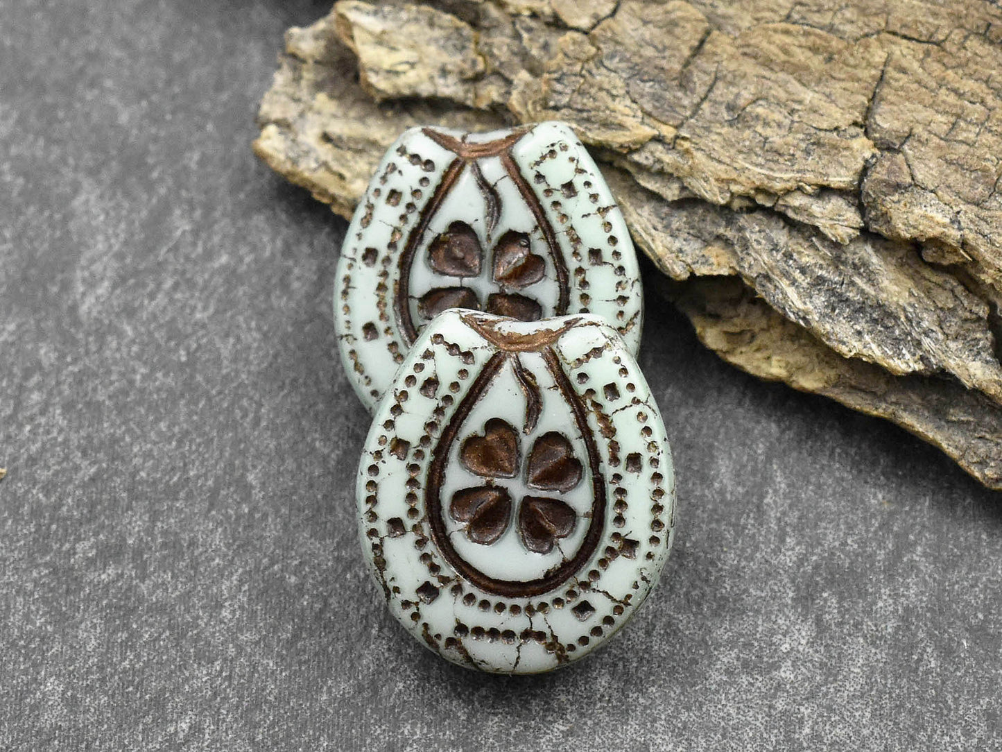 Czech Glass Beads - Horseshoe Beads - Picasso Beads - Statement Beads - Lucky Horseshoe - 21x18mm - 2pcs - (B604)