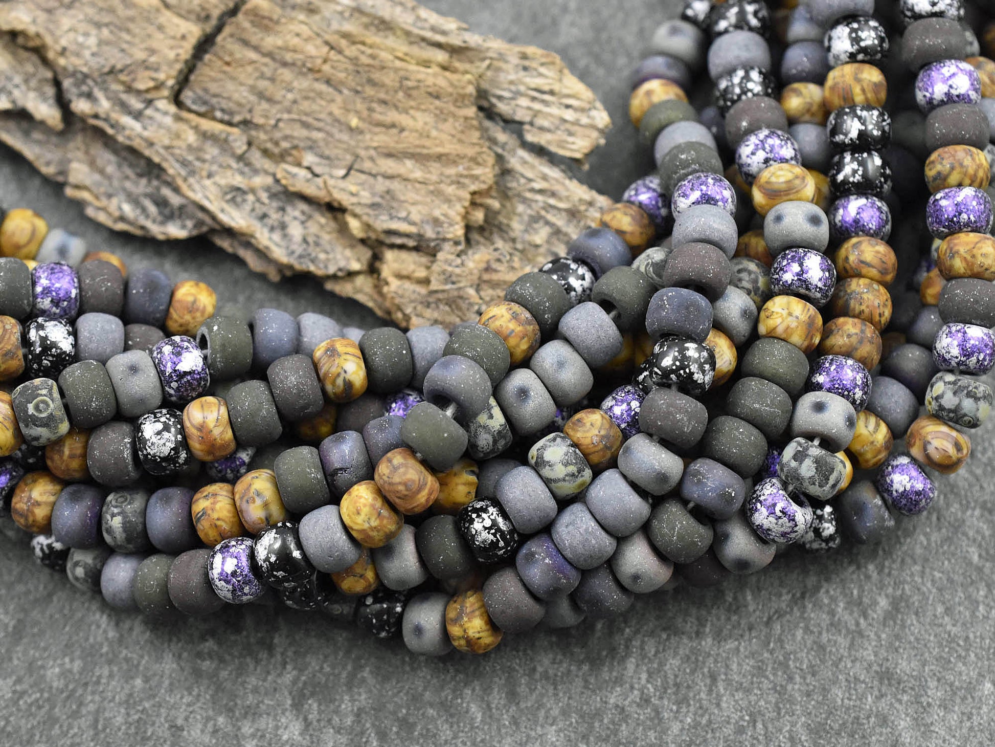 Picasso Beads - Aged Seed Beads - Czech Glass Beads - 6mm Beads - Large Hole Beads - 2/0 - 21" Strand - (B166)