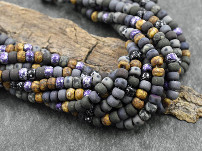 Picasso Beads - Aged Seed Beads - Czech Glass Beads - 6mm Beads - Large Hole Beads - 2/0 - 21" Strand - (B166)