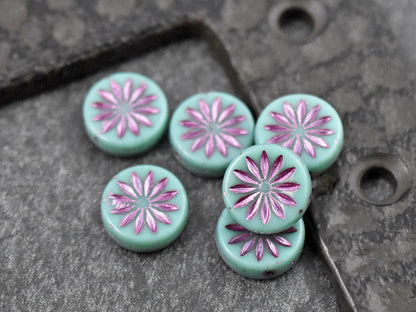 Czech Flowers - Czech Glass Beads - Coin Beads - Aster Flower - 12mm - 15pcs (3985)