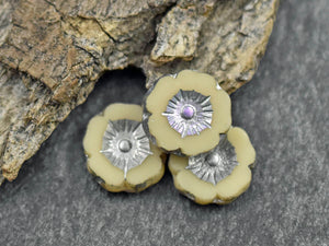 Floral Beads - Czech Glass Beads - Hawaiian Flower Beads - Hibiscus Beads - 12pcs - 12mm - (5311)