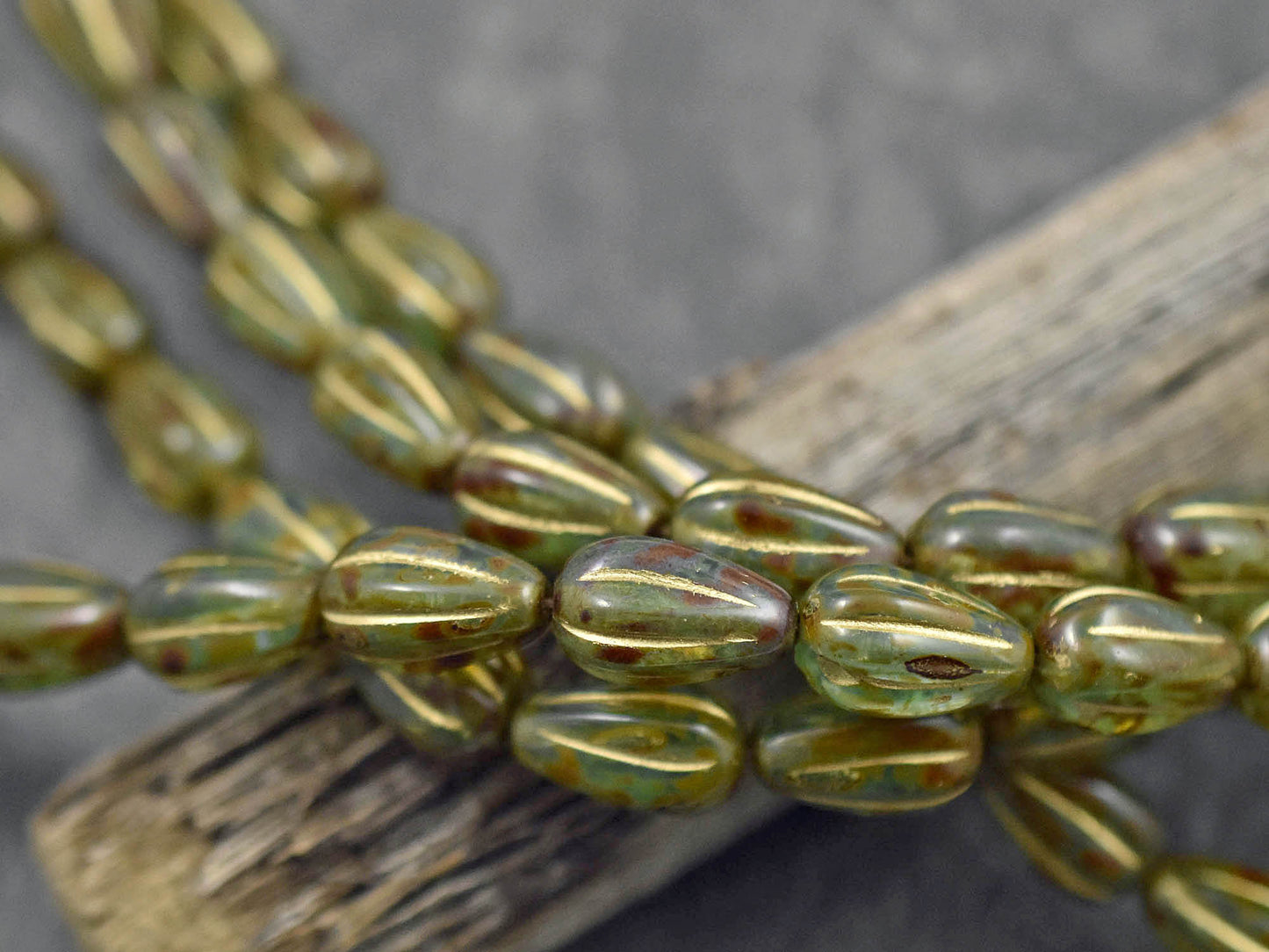 Picasso Beads - Melon Drop Beads - Czech Glass Beads - Tear Drop Beads - Drop Beads - 13x8mm - 15pcs - (2727)