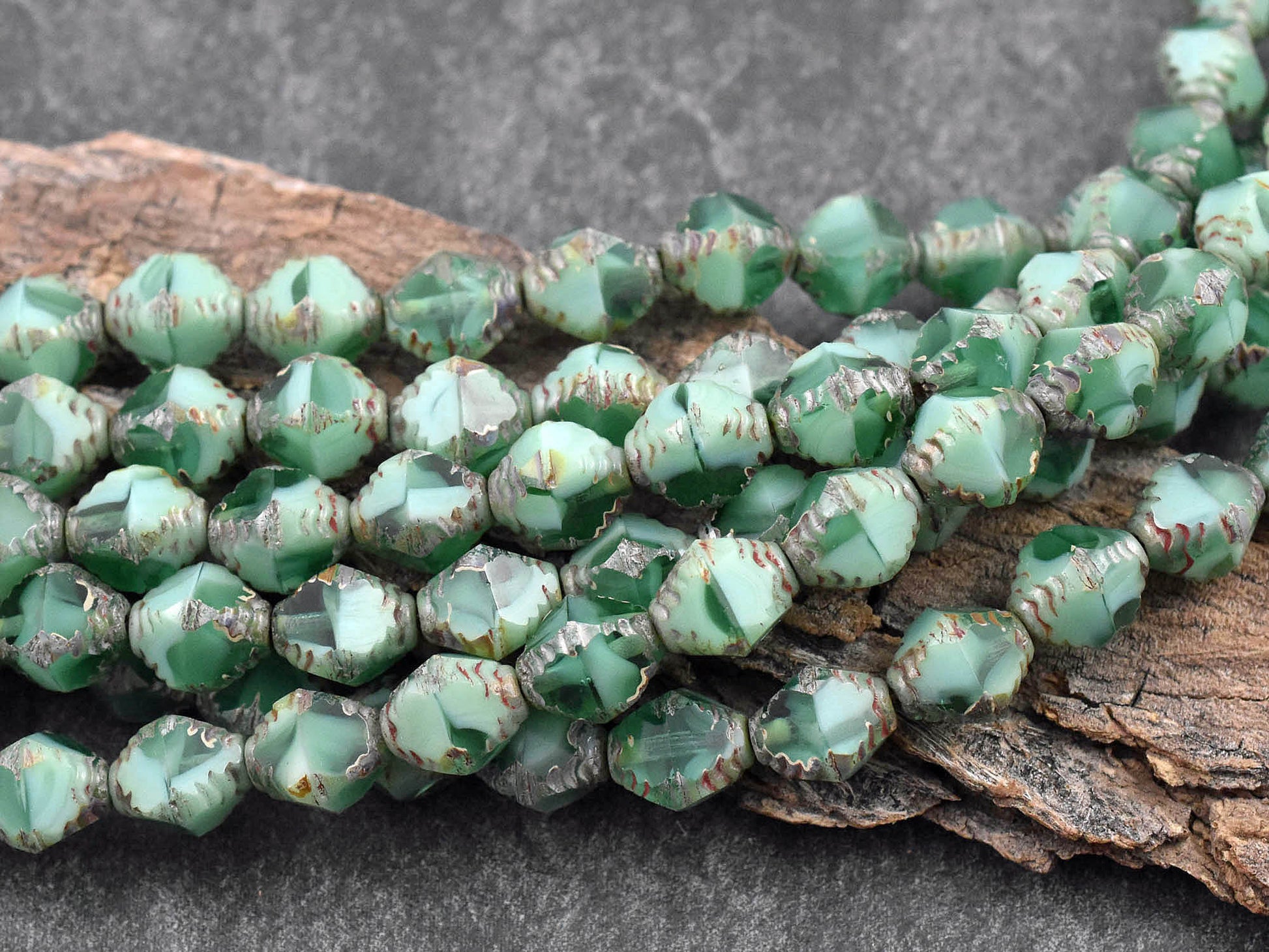 Picasso Beads - Czech Glass Beads - Bicone Beads - Faceted Beads - Czech Republic Beads - 8x10mm - 15pcs - (5059)