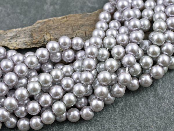 Glass Pearl Beads - Glass Beads - Glass Pearls - Round Pearl Beads - 16 inch strand - 8mm - (2389)