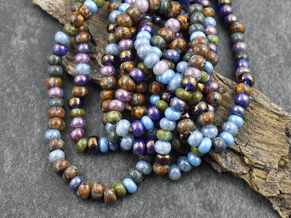 Picasso Beads - Large Seed Beads - 2/0 - Czech Glass Beads - Size 2 Beads - Aged Seed Beads - 6mm Beads - 20" Strand - (5033)
