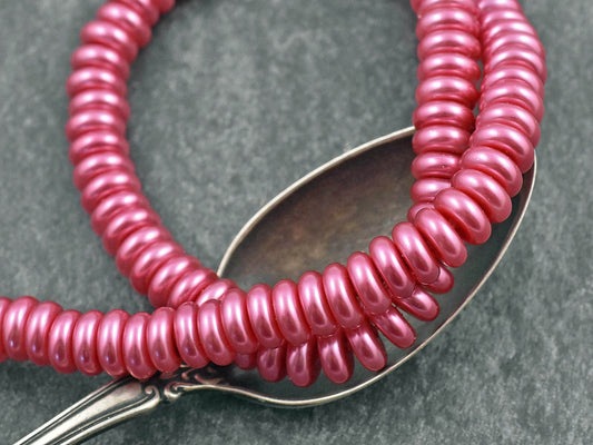 Pearl Beads - Glass Beads - Glass Spacer Bead - Pink Pearl - Rondelle Beads - 6x3mm - 16" Strand - (6092)