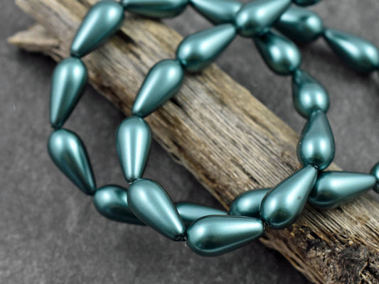 Pearl Beads - Glass Beads - Tear Drop Bead - White Pearl - Wedding Jewelry Beads - 15x8mm - 16" Strand - (A512)