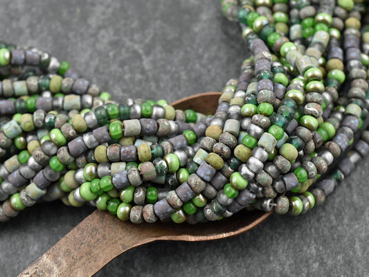 Aged Picasso Beads - Matte Seed Beads - Size 6 Seed Beads - Picasso Seed Beads - Czech Glass Beads - 6/0 - 20" Strand - (A570)
