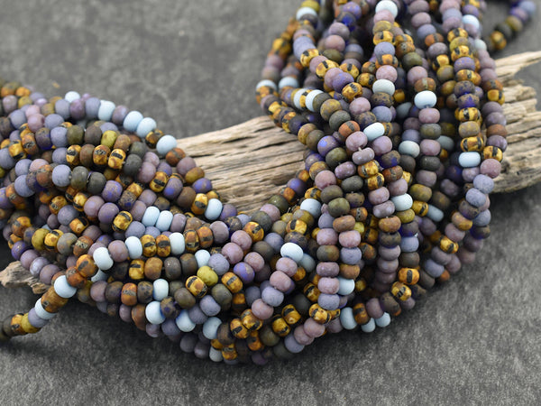 Aged Picasso Beads - Matte Seed Beads - Size 6 Seed Beads - Picasso Seed Beads - Czech Glass Beads - 6/0 - 20" Strand - (1991)