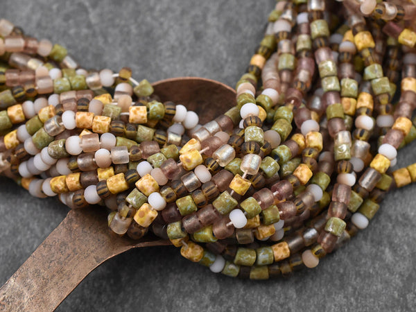 Aged Picasso Beads - Matte Seed Beads - Size 6 Seed Beads - Picasso Seed Beads - Czech Glass Beads - 6/0 - 21" Strand - (2380)