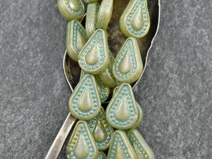 Czech Glass Beads - Teardrop Beads - Tear Drop Beads - 8pcs - 14x10mm - (1951)
