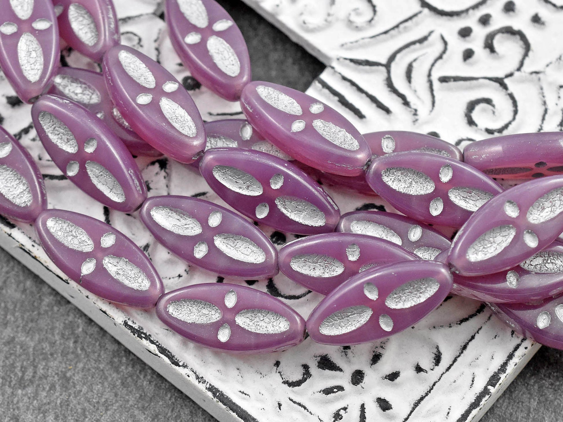 Statement Beads - Czech Glass Beads - Picasso Beads - Marquise Beads - Spindle Beads - 20x8mm - 10pcs (B614)