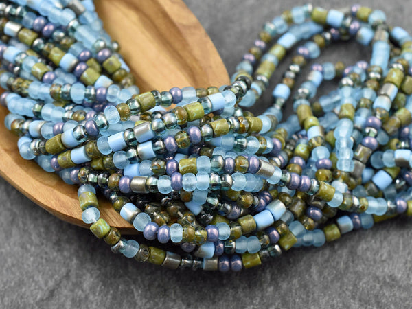 Aged Picasso Beads - Matte Seed Beads - Size 6 Seed Beads - Picasso Seed Beads - Czech Glass Beads - 6/0 - 21" Strand - (2734)