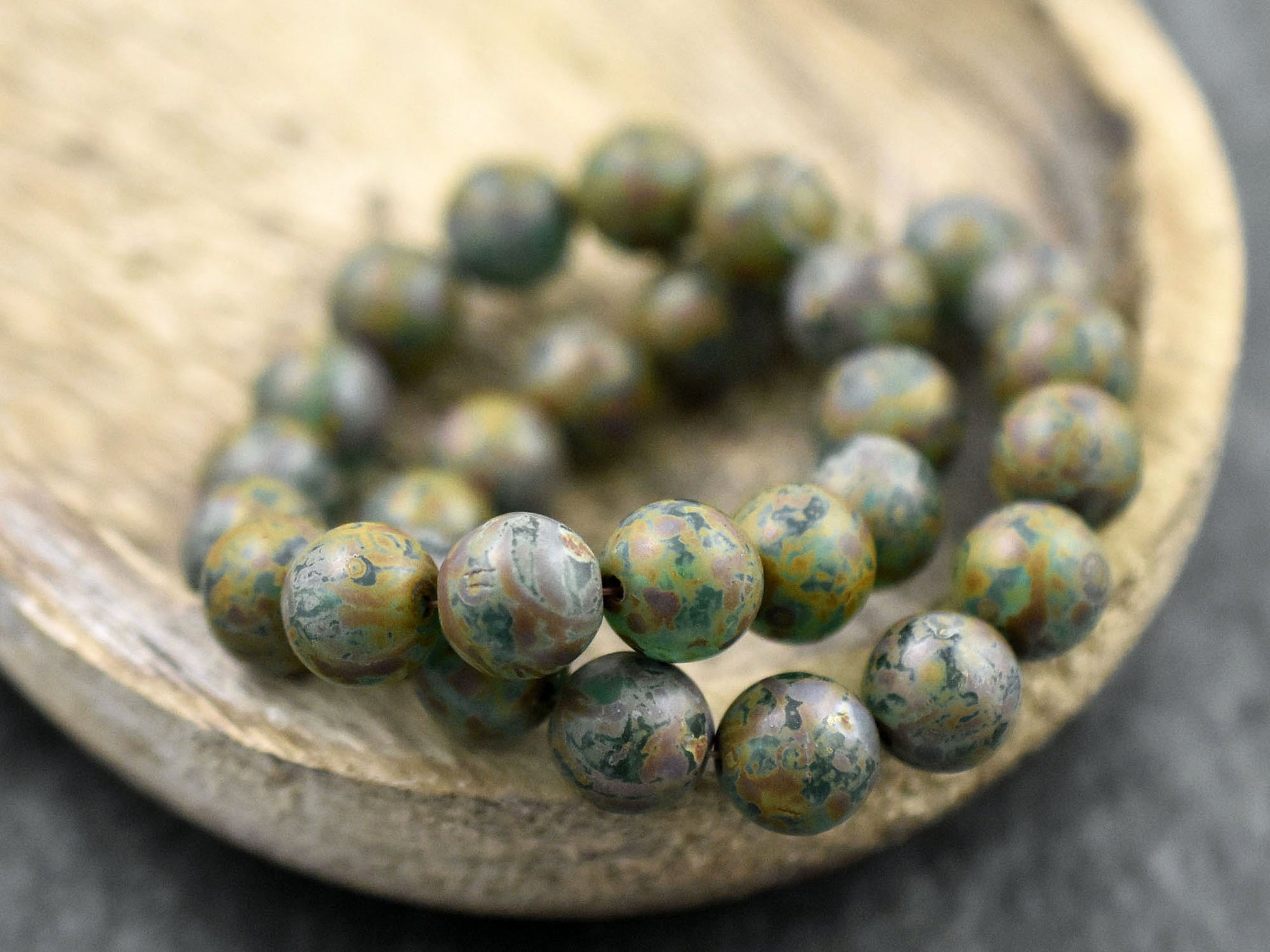 Picasso Beads - Czech Glass Beads - Large Glass Beads - Druk Beads - Chunky Beads - 15pcs - 10mm - (B468)