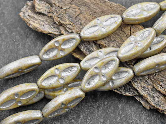 Czech Glass Beads - Picasso Beads - Statement Beads - Marquise Beads - Spindle Beads - 20x8mm - 10pcs (B246)