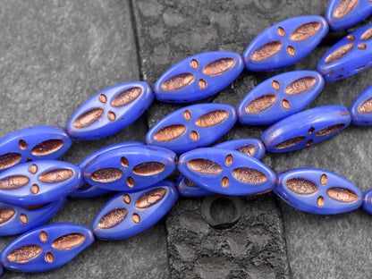 Czech Glass Beads - Statement Beads - Picasso Beads - Marquise Beads - Spindle Beads - 20x8mm - 10pcs (B289)