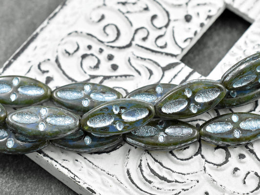 Picasso Beads - Czech Glass Beads - Marquise Beads - Spindle Beads - Statement Beads - 20x8mm - 10pcs (B287)