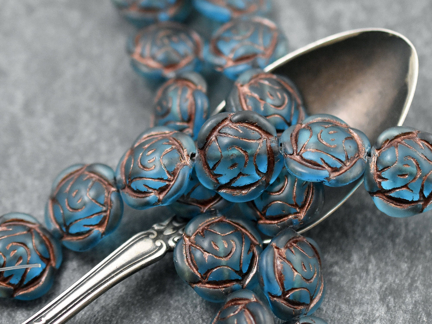 Czech Glass Beads - Picasso Beads - Coin Beads - Flower Beads - Rose Beads - 17mm - 6pcs (2670)