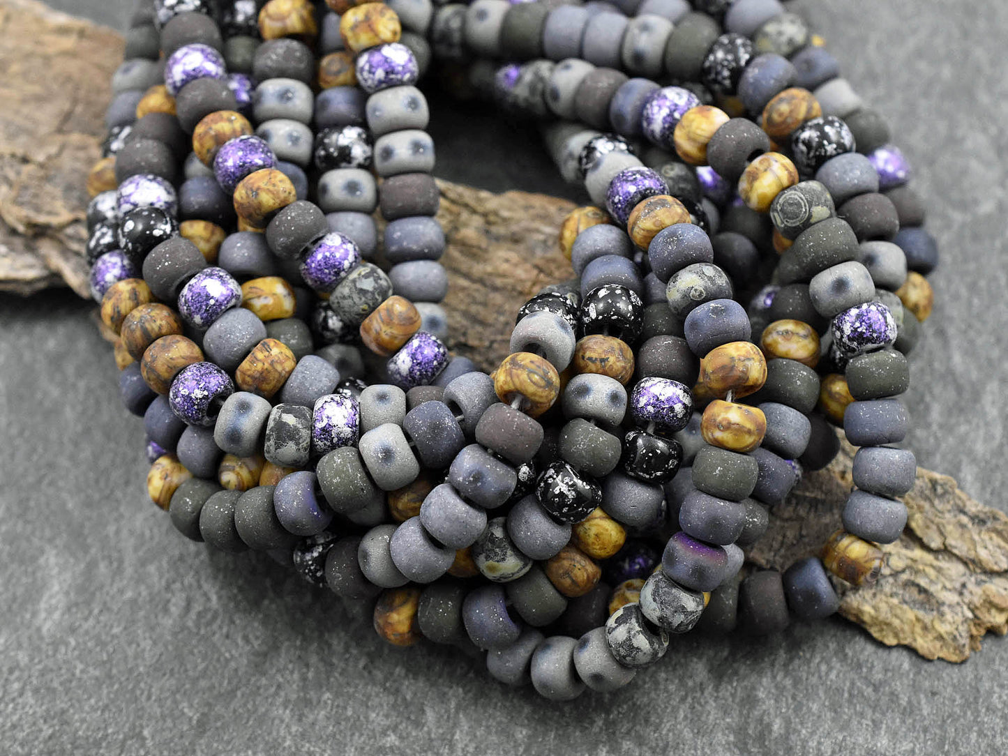 Picasso Beads - Aged Seed Beads - Czech Glass Beads - 6mm Beads - Large Hole Beads - 2/0 - 21" Strand - (B166)