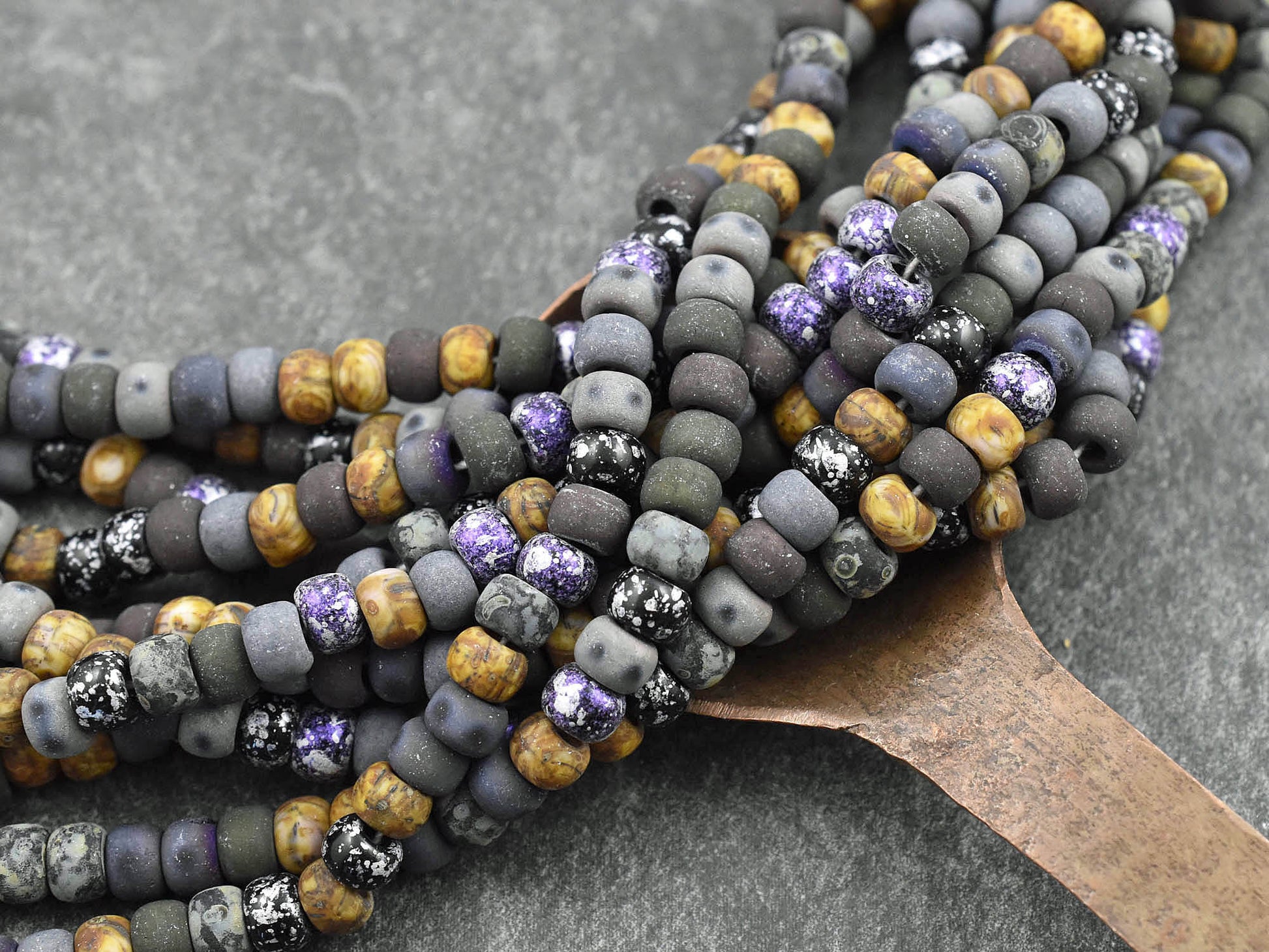 Picasso Beads - Aged Seed Beads - Czech Glass Beads - 6mm Beads - Large Hole Beads - 2/0 - 21" Strand - (B166)