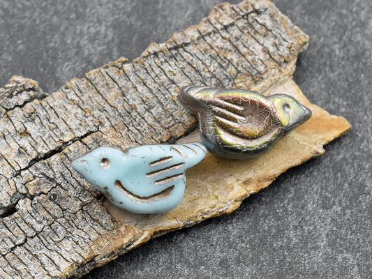 Bird Beads - Czech Glass Beads - Animal Beads - Czech Glass Birds - 6pcs - 11x22mm - (B229)