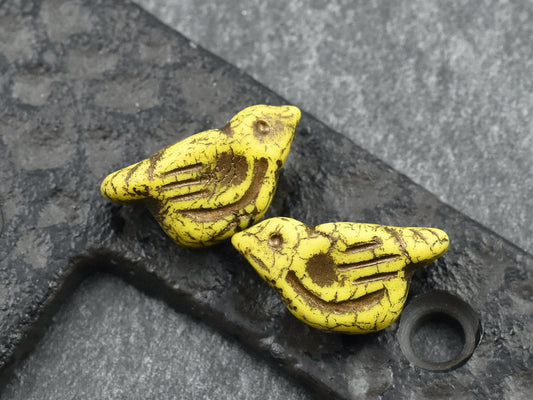 Czech Glass Birds - Bird Beads - Czech Glass Beads - Animal Beads - 6pcs - 11x22mm - (490)