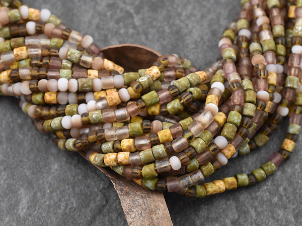Aged Picasso Beads - Matte Seed Beads - Size 6 Seed Beads - Picasso Seed Beads - Czech Glass Beads - 6/0 - 21" Strand - (2380)