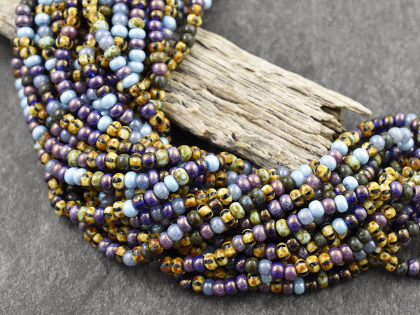 Aged Picasso Beads - Matte Seed Beads - Size 6 Seed Beads - Picasso Seed Beads - Czech Glass Beads - 6/0 - 20" Strand - (A659)