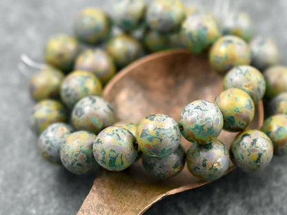 Picasso Beads - Czech Glass Beads - Large Glass Beads - Druk Beads - Chunky Beads - 15pcs - 10mm - (B468)