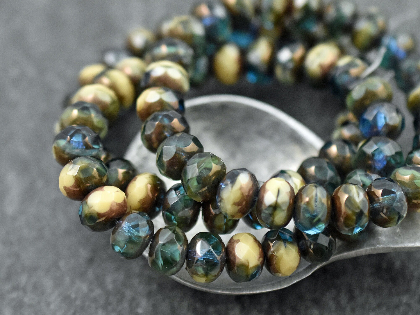 Czech Glass Beads - Rondelle Beads - Czech Rondelles - Picasso Beads - Fire Polished Czech Beads - 6x9mm - 25pcs (1660)