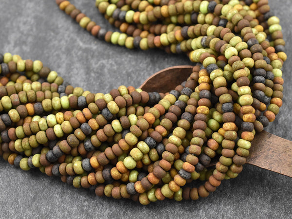 Picasso Seed Beads - Aged Picasso Beads - Czech Glass Beads - Size 5 Seed Beads - 5/0 - 20" Strand - (5386)