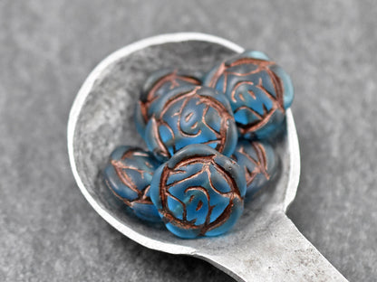 Czech Glass Beads - Picasso Beads - Coin Beads - Flower Beads - Rose Beads - 17mm - 6pcs (2670)