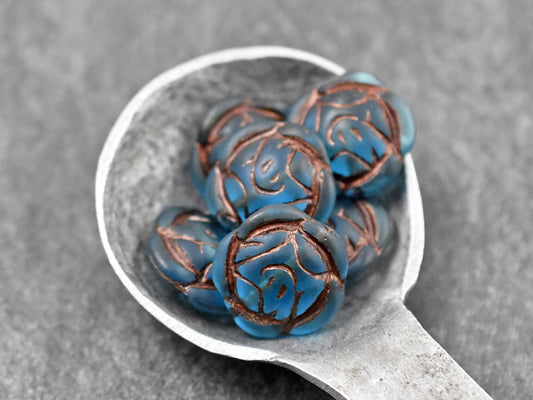 Czech Glass Beads - Picasso Beads - Coin Beads - Flower Beads - Rose Beads - 17mm - 6pcs (2670)