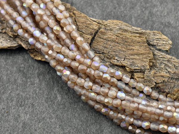 Czech Glass Beads - 4mm Beads - Fire Polished Beads - Round Beads - 50pcs - (1656)